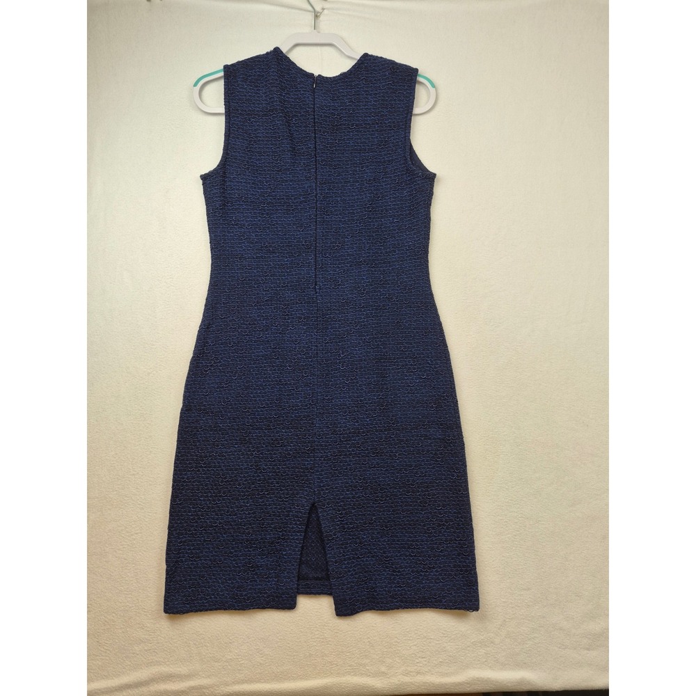 St John Dress Womens Size 10 Tweed Knit Navy Blue Textured Professional - Picture 14 of 16